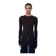 Rib Lange Mouw Crewneck T-shirt Rick Owens , Brown , Heren