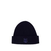 Vos Hoofd Wol Beanie - Blauw Maison Kitsuné , Blue , Unisex