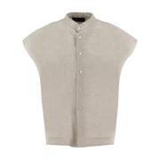 Linnen Mouwloze Overshirt Fabiana Filippi , Gray , Dames