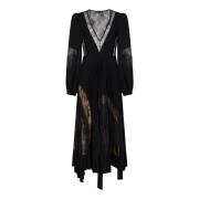 Zwart Kantinzet Crêpe Chiffon Jurk Zuhair Murad , Black , Dames