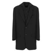 Zwarte wollen jas met capuchon Yohji Yamamoto , Black , Heren