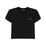 Zwart Crew Neck Logo T-shirt Mugler , Black , Dames