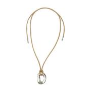 Zilveren Hanger Ketting met Beige Leer Charlotte Chesnais , Gray , Dam...