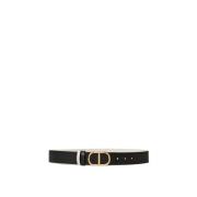 Omkeerbare Leren Riem met Ovaal T-Gesp Twinset , Black , Dames