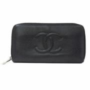 Pre-owned Leather wallets Chanel Vintage , Black , Dames