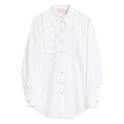 Witte Ruchedetail Voorkant Knoopshirt Valentino Garavani , White , Dam...