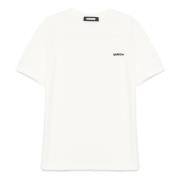 Witte Crew Neck T-shirt met Bear Print Barrow , White , Heren