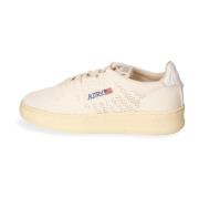 Geperforeerde Ivory Knit Lage Sneaker Autry , White , Heren