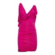 Fuchsia Draperende Jurk met Transparante Bandjes The Attico , Pink , D...