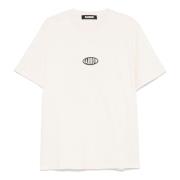 Wit T-shirt met Logo Print Barrow , White , Heren