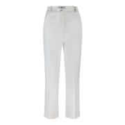 Witte Slim Fit Broek met Satijnen Inzetstukken Elisabetta Franchi , Wh...