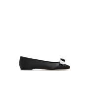 Satijnen ballerina's met applicatie Casadei , Black , Dames