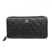 Pre-owned Leather wallets Chanel Vintage , Black , Dames