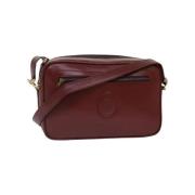 Pre-owned Leather shoulder-bags Cartier Vintage , Red , Dames