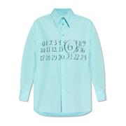 Shirt met bedrukt logo MM6 Maison Margiela , Blue , Dames