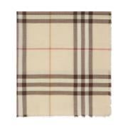 Beige Geruite Oversized Sjaal Burberry , Beige , Dames