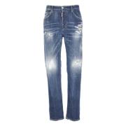 Blauwe Gescheurde Katoenen Jeans voor Mannen Dsquared2 , Blue , Heren