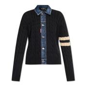 Cardigan met denim inzetstukken Dsquared2 , Blue , Dames