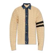 Cardigan met denim inzetstukken Dsquared2 , Beige , Heren