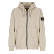 Beige Katoenen Hoodie met Rits Stone Island , Beige , Heren