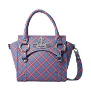 Tartan Mini Handtas met Logo Plaque Vivienne Westwood , Blue , Dames