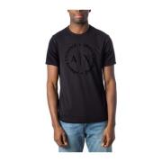 Zwarte Katoenen Crew Neck T-Shirt Armani Exchange , Black , Heren