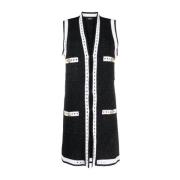 Zwarte Maxi Vest Dames Trui Balmain , Black , Dames