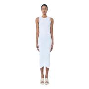 Gelaagde Midi Jurk Scoop Neck Italië Jil Sander , White , Dames