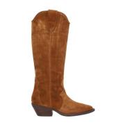 Kameel Suède Cowgirl Laars met 5cm Rubberen Zool Alpe , Brown , Dames