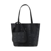 Handtas met gouden plaat en mini-tasje MCM , Black , Dames