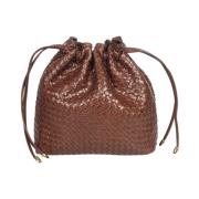 Leren Mini Tas met Trekkoordsluiting Tramontano , Brown , Dames