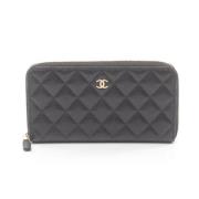 Pre-owned Leather wallets Chanel Vintage , Black , Dames