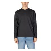 Zwarte sweatshirt met lange mouwen ronde hals GAS , Black , Heren