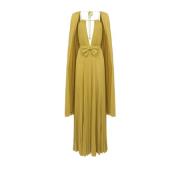 Elegante Geplooide Jersey Jurk Elisabetta Franchi , Yellow , Dames