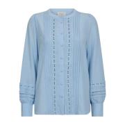 Chambray Puff Sleeve Blouse Freequent , Blue , Dames