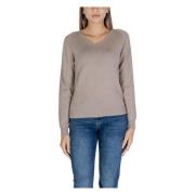 Beige V-hals Wollen Gebreide kleding Sandro Ferrone , Beige , Dames