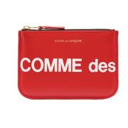 Logo Portemonnee Klassiek Zwart Leer Comme des Garçons , Red , Unisex