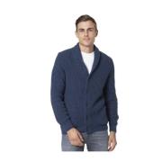 Navyblauwe Cardigan met Sjaalkraag Gran Sasso , Blue , Heren