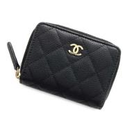 Pre-owned Leather wallets Chanel Vintage , Black , Dames