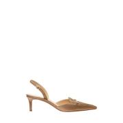 Beige Lena Leren Slingback Pump Schoenen Michael Kors , Beige , Dames