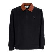 Zwarte Fleece Polo Lange Mouw Obey , Black , Heren