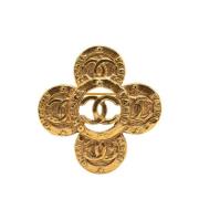 Pre-owned Metal brooches Chanel Vintage , Yellow , Dames