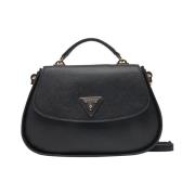 Elegante Zwarte Handtas met Gouden Details Guess , Black , Dames