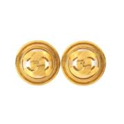 Pre-owned Fabric earrings Chanel Vintage , Yellow , Dames