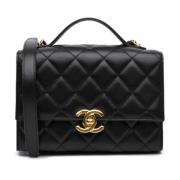 Pre-owned Leather chanel-bags Chanel Vintage , Black , Dames