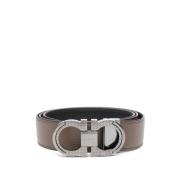 Zwarte Gesp Riem Salvatore Ferragamo , Brown , Heren