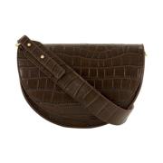 Croco Half Moon Oorbellen My Jewellery , Brown , Dames