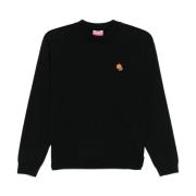 Zwarte Logo Patch Crew Neck Sweater Kenzo , Black , Dames