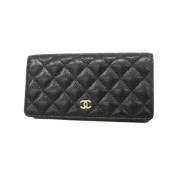 Pre-owned Leather wallets Chanel Vintage , Black , Dames