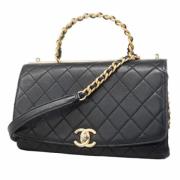 Pre-owned Leather handbags Chanel Vintage , Black , Dames